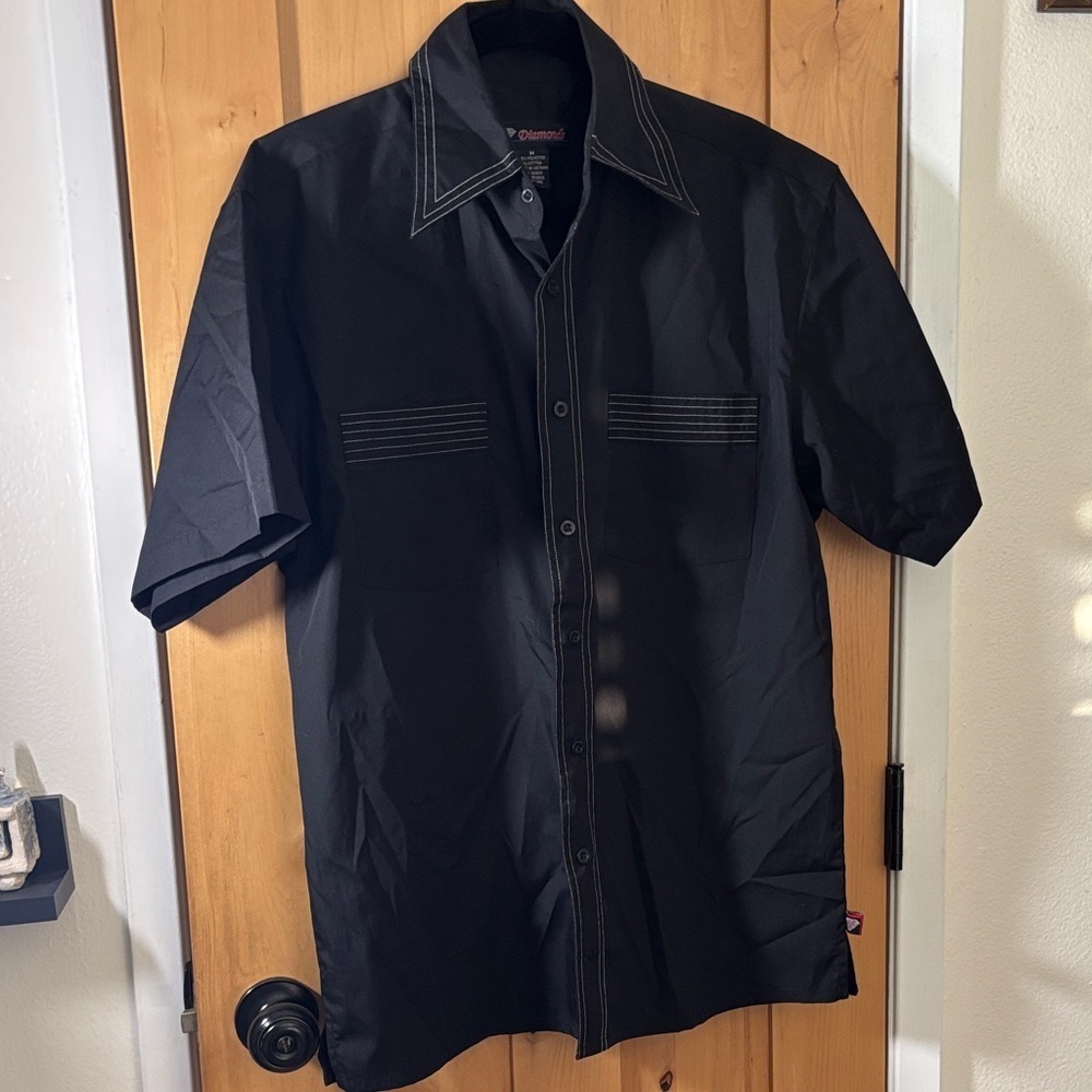 7 Diamonds Dark Gray Shirt with Contrast Stitching